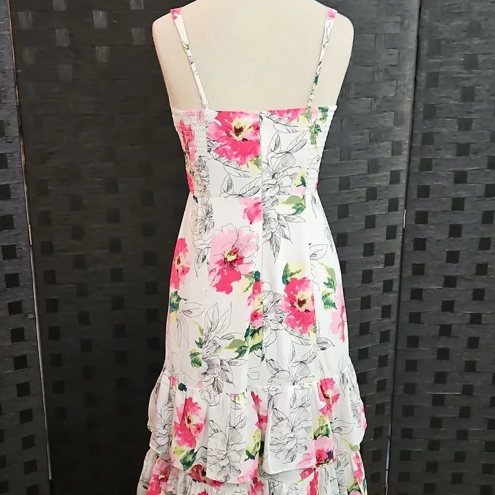 NWT Abercrombie & Fitch Dream Ruffle Floral Maxi Dress Size Small Petite
